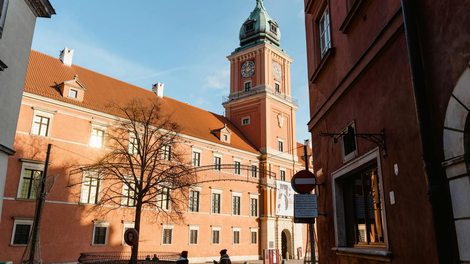 Scenic view of historic Museum of Warsaw building and surroundings