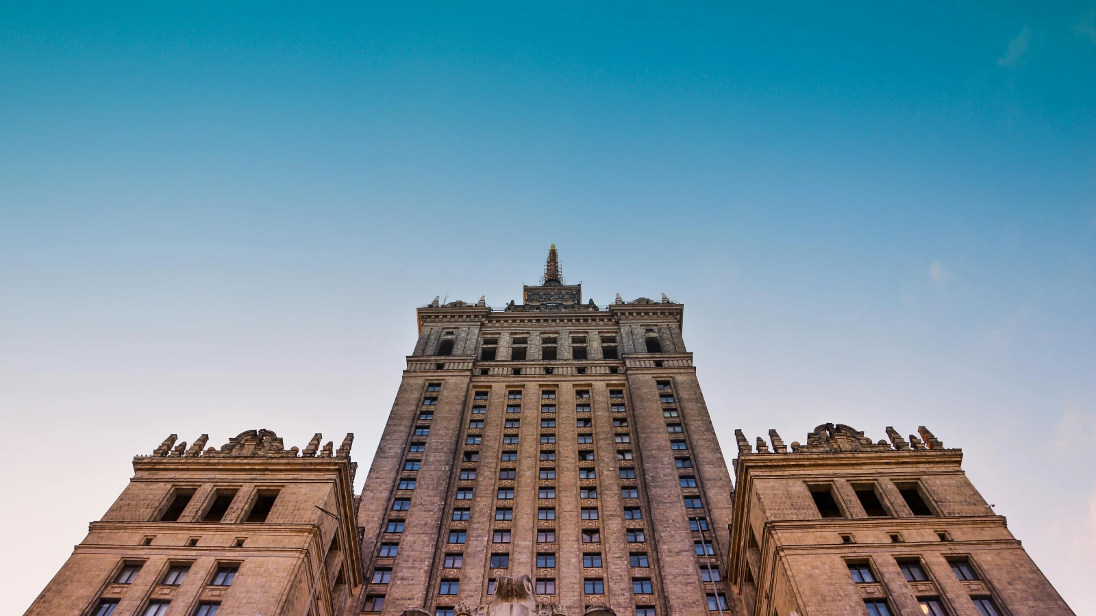 Low angle view of Palace of Culture and Science Warsaw driving guide